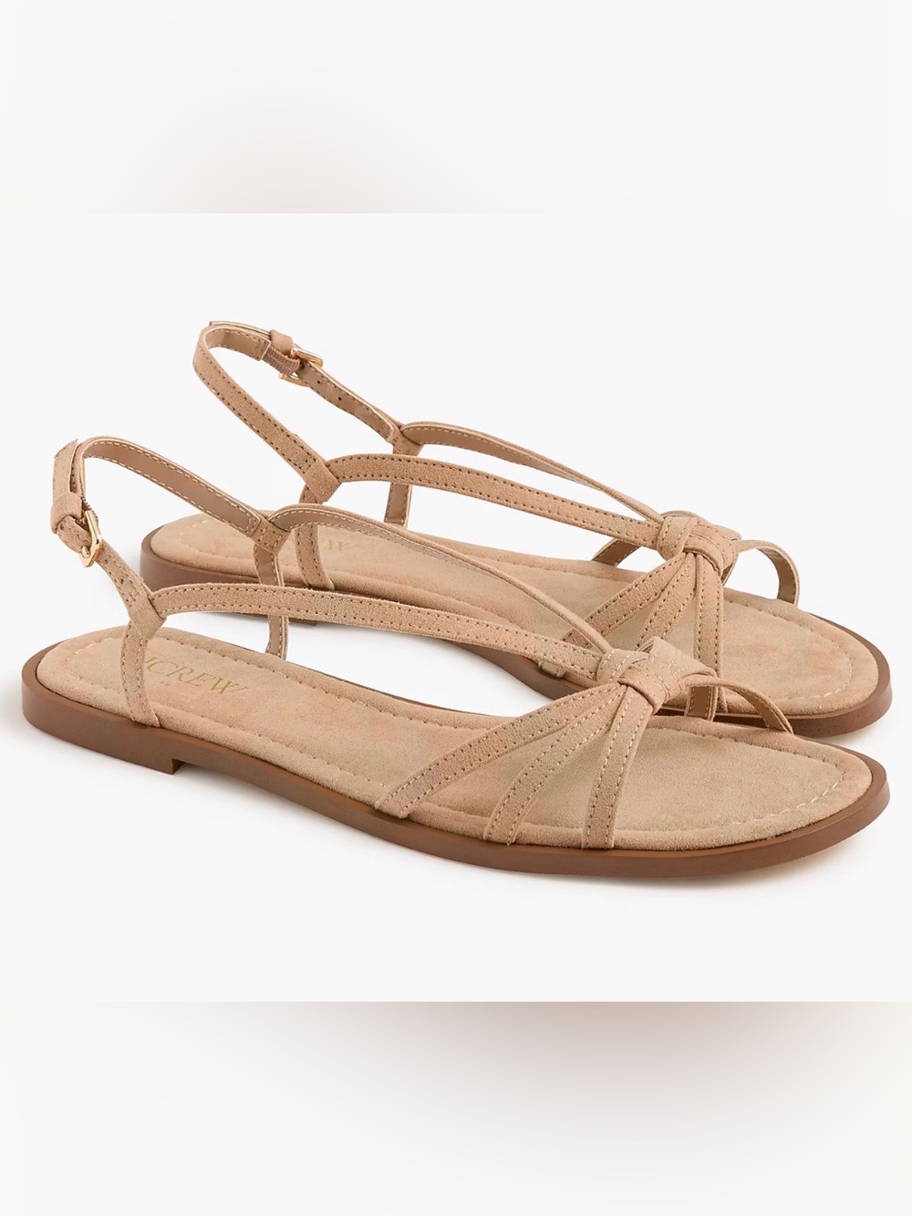 J. Crew Beige Knotted Slingback Flat Sandals New Size 12